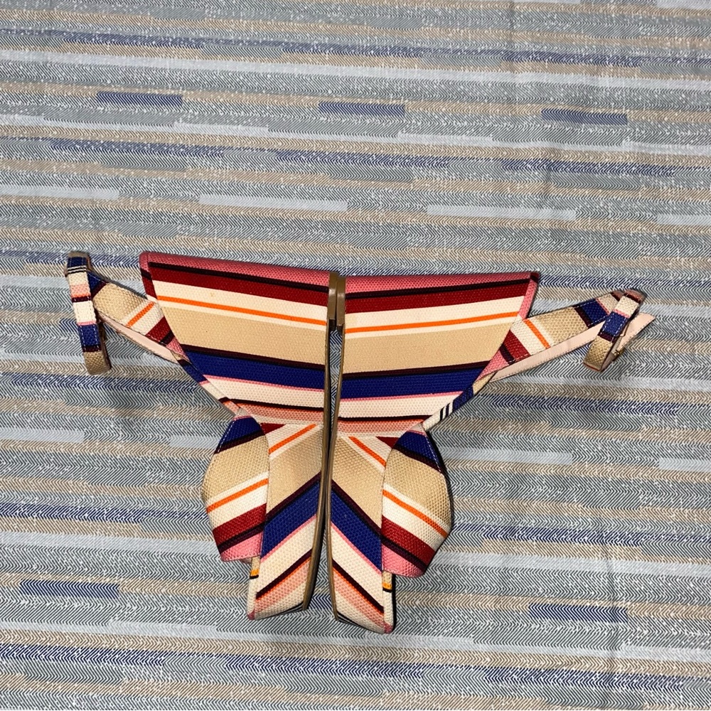 Kate Spade Striped Derbyshire Wedge Sandals Size‎ 7